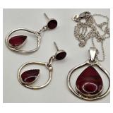 N1 - STERLING SILVER NECKLACE & EARRINGS SET (L147