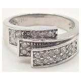 14K WHITE GOLD RING W/DIAMONDS SIZE 7 5.3GRAMS