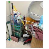 N4 - UTILITY RACK, CLEANING SUPPLIES, ELECTRIC FAN