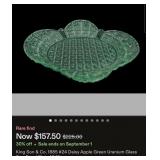 J1 - FOUR PIECES VINTAGE GREEN GLASSWARE (M10)