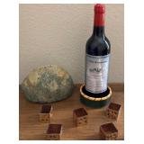 J1 - BOTTLE, NAPKIN RINGS, COLLECTIBLE ROCK (R44)