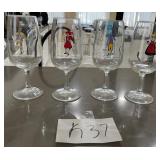 J1 - SET OF FOUR STEMMED WINE GLASSES (K37)