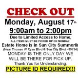 AUCTION PICK UP DAY & HOURS
