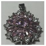 STERLING SILVER PINK GEMSTONE PENDANT 8.7 GRS