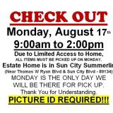 AUCTION PICK UP DAY & HOURS