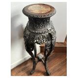 ANTIQUE WOOD MARBLE PLANT STAND