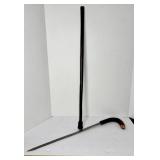 ANTIQUE SWORD CANE BRASS INLAY