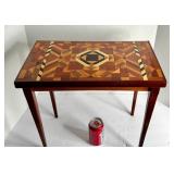 ANTIQUE INLAID FOLK ART TABLE