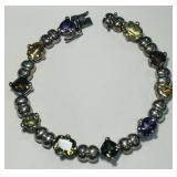 STERLING SILVER AMETHYST/CITRINE BRACELET 20.70GR