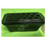 U - VTG GLASS WINDOW BOX W/ FLOWER FROG LID (A33)