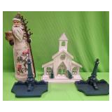 U - CHRISTMAS SANTA, CHURCH, TWO WALL SCONCES