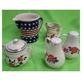 U - VINTAGE S&P SHAKERS, C&S SET, PITCHER (P452)