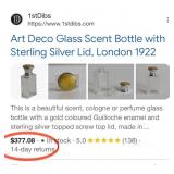 503 - ART DECO GLASS SCENT BOTTLE W/ STERLING (C38