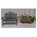 U - DOLL BENCH & FAUX FLORAL PLANTER (P225)