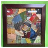 U - ANTIQUE QUILT BLOCK FRAMED 14X14" (P544)