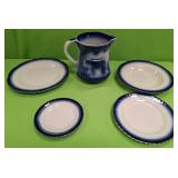 U - VINTAGE PITCHER & FOUR PLATES (P145)