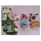 U - MIXED LOT OF CHRISTMAS FIGURINES, CARD HOLDER