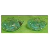 U - PAIR OF VINTAGE ST CLAIR GLASS CANDLE HOLDERS