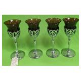 U - FOUR PIECES PURPLE GLASS & CHROME STEMWARE
