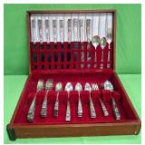 U - COMMUNITY SILVER PLATE FLATWARE W/ CHEST (P122