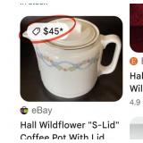 U - VINTAGE HALL CHINA TEAPOT, BOWLS C&S SET (P448