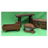 U - HANDCRAFTED DOLL CRADLE, STOOL, KEEPSAKE BOX