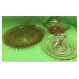 U - VINTAGE GLASS SERVING PLATES & BOWL (A41)