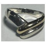 STERLING SILVER SIZE 6.50 TWO TONE RING 2.80GRS