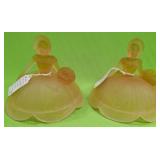 U - TWO PINK DEPRESSION GLASS LADY LAMP SHADES