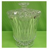 U - VINTAGE BLOCK CRYSTAL "CHALET" BISCUIT JAR