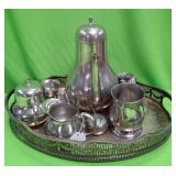 U - PEWTER TEAPOT, C&S SETS, TRAY (P317)