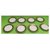 U - EIGHT VINTAGE GOLD-RIMMED PLATES (ENGLAND)