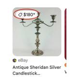 U - VINTAGE CANDELABRA, CARVING SET, DISHES (P388)
