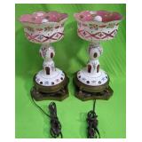 U - PAIR OF PORCELAIN TABLE LAMPS (P461)