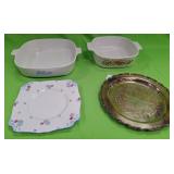 U - 2 PCS CORNING WARE, VINTAGE PLATE & TRAY (P464