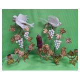 U - WHITE DOVES & GRAPES CANDLE HOLDER (P188)