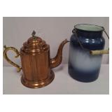 U - VINTAGE COPPER TEAPOT & MILK CAN (P305)