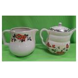 U - VINTAGE HALL CHINA RED POPPY TEAPOT & PITCHER