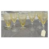 U - 6 PIECES AMBER-STAINED CRYSTAL STEMWARE (L28)