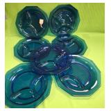 U - LOT OF BLUE GLASS PLATES (A264)