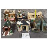 U - CHRISTMAS VILLAGE HOUSES/SHOPS, BOOKENDS