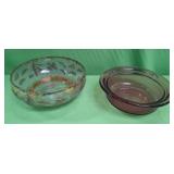 U - TWO VINTAGE GLASS SERVING BOWLS (P306)