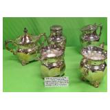 U - WILCOX SILVER PLATE CREAMER, SUGAR & SPOONER