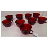 U - EIGHT ANCHOR RED GLASS BUBBLE CUPS (P369)