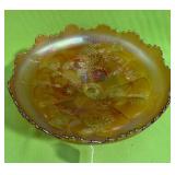 U - VINTAGE MARIGOLD CARNIVAL GLASS BOWL (631)