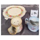 U - VINTAGE SHAVING MUGS, "PETIT POINT" CAKE PLATE