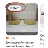 503 - VINTAGE AMBER GLASS COOKWARE (U57)