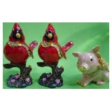U - CARDINALS & PIG TRINKET BOXES (P495)