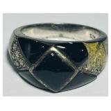 STERLING SILVER SIZE 8.50 ONYX RING 7.60GRS