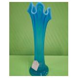 U - VINTAGE GLASS VASE WITH RUFFLED EDGE (P81)